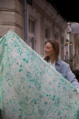 Botanic Green, Long Cotton Scarf