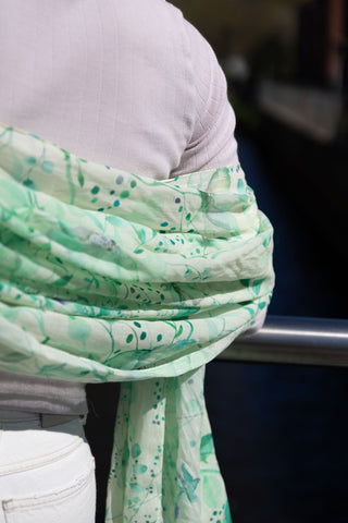 Botanic Green, Long Cotton Scarf