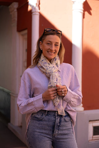 Botanic Lavender, Long Cotton Scarf