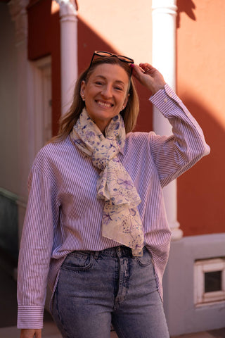 Botanic Lavender, Long Cotton Scarf