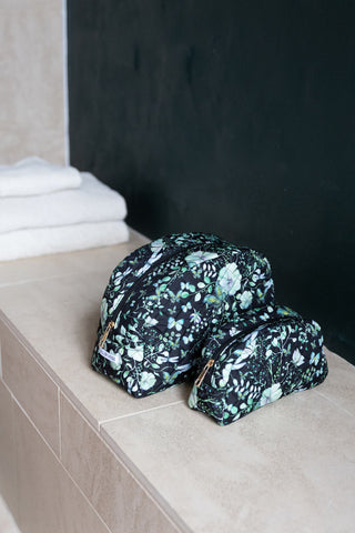 Quiltet Toilettaske, Green Butterflies