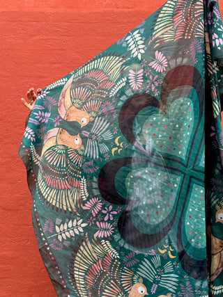 Bomuldstørklæde, Love Dove, Green