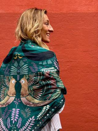 Bomuldstørklæde, Love Dove, Green