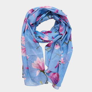 Magnolia Petit Blue, Long Cotton Scarf