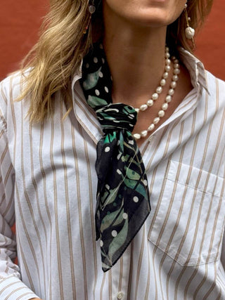 Bomuldstørklæde, Polka Palme, Black