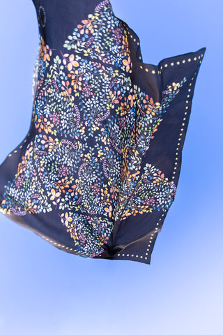 Star Dust Navy, Square Silk Scarf