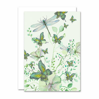 Foldet kort Papillon Green Butterflies med motiv af Annemette Voss